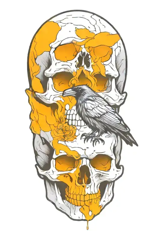 Raven On Skull