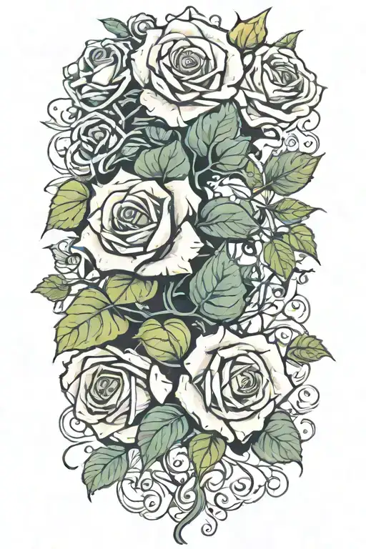 Ivy Leaves And Roses Intertwined