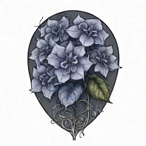 A Gothic Hydrangea Plant With Psychology Symbols Intertwined In The Petals