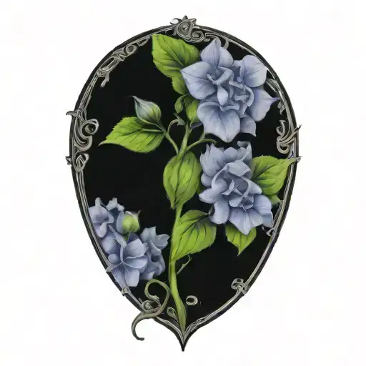 Gothic Hydrangeas With Psychology Symbols Intertwined In The Petals