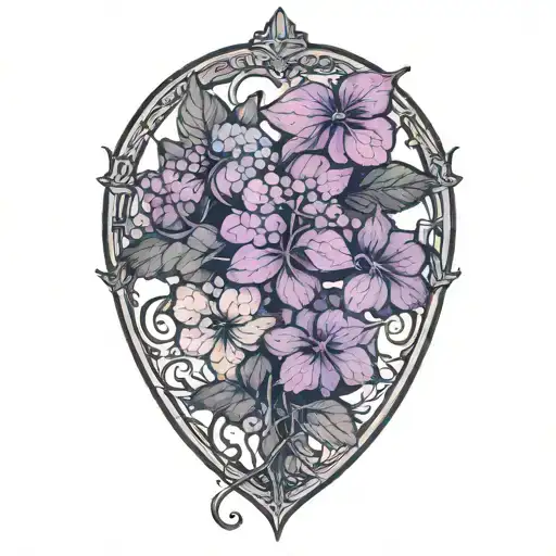 Gothic Hydrangeas With Psychology Symbols Intertwined In The Petals