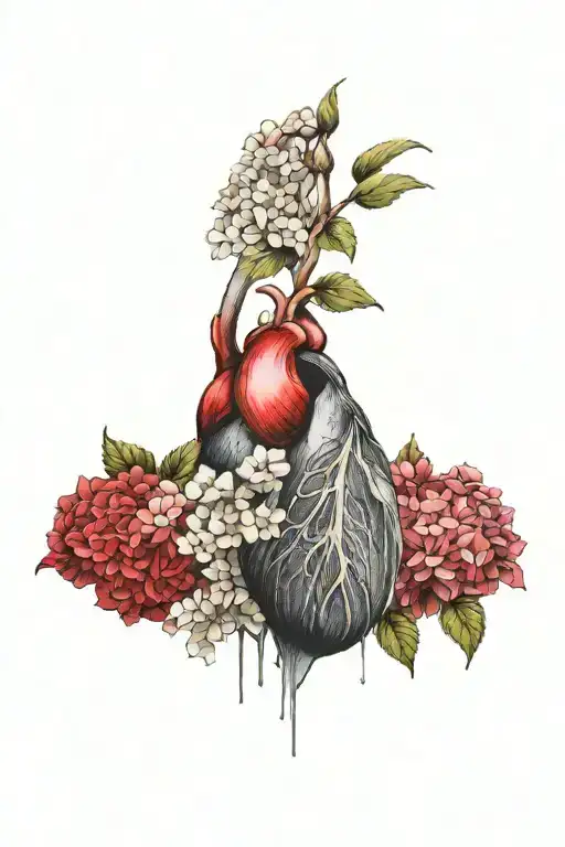 Bleeding Heart With Hydrangeas In The Background