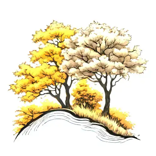 College Lined Paper With Picture Of Two Trees Growing Each Line Of The Paper Is 2 Years