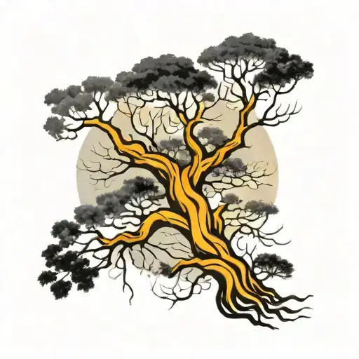 2 Separat Trees With Roots And Branches Intertwined