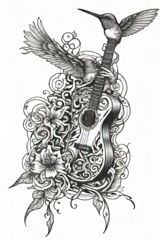 Guitar Hummingbird Abstract Representation