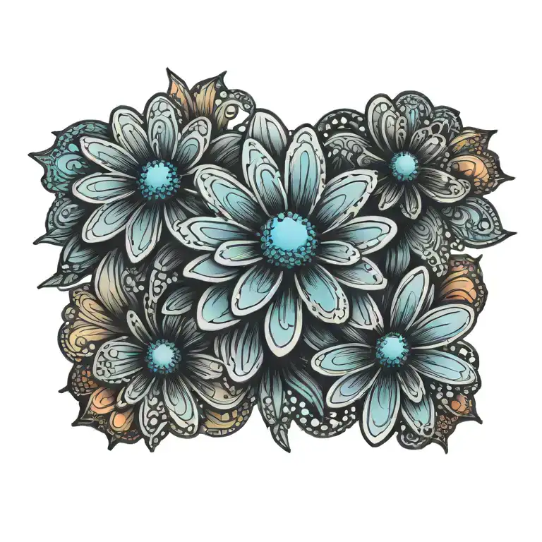Colorful Psychedelic Lace Daisy Flower