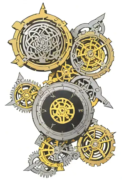 Mechanical Watch Mechanism Intregrated With A Celtic Knot And Bullets