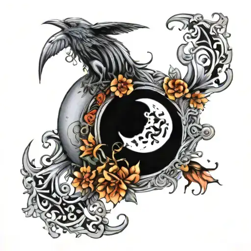Ornate Witchy Moon Surrounded