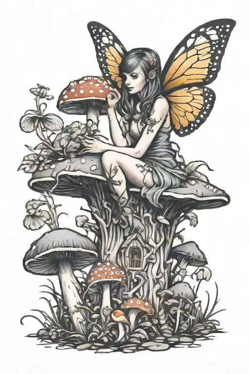 Fairy Lying On A Mushroom