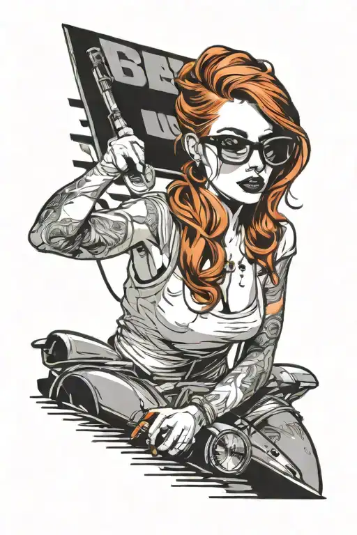 Redhead With Shades Cleaning Car