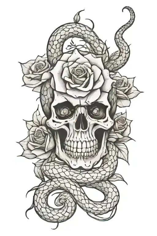Snake Rose Skull