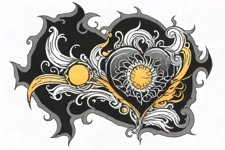 Heart With Glowing Sun Aura Surrounding