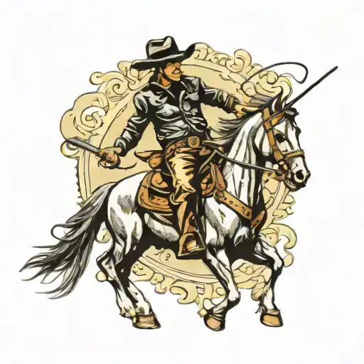 Cowboy Riding A Horse In A Rodeo Cowboy