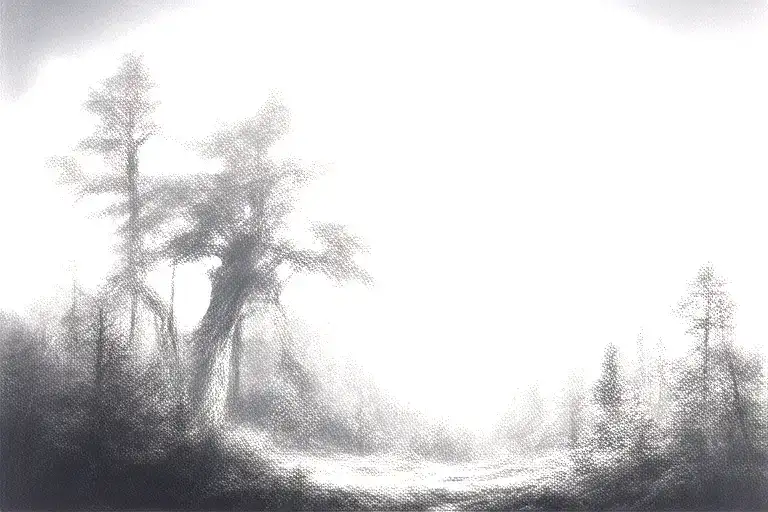 Massive Forest Landscape With Huge Moon In The Background