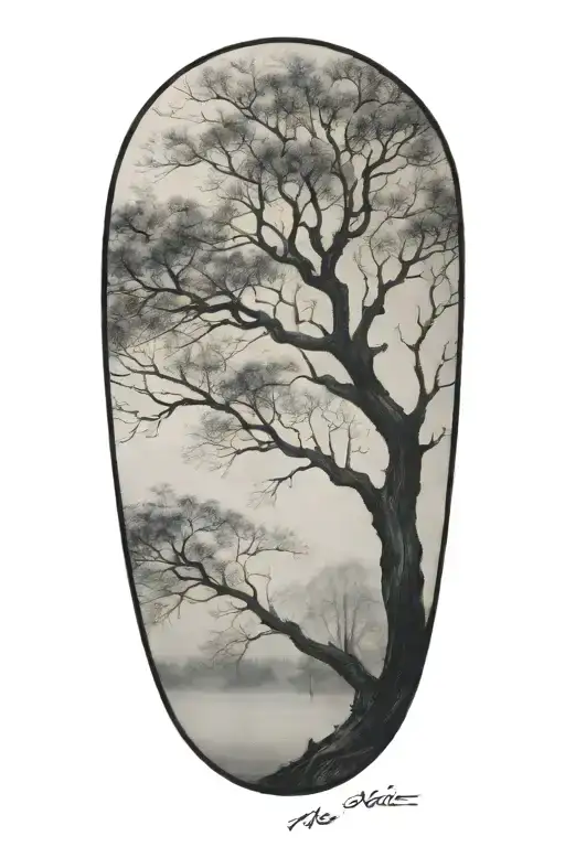 A Tree That Has One Side In Winter And The Other In Spring