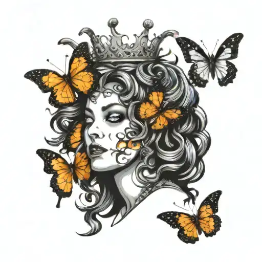 Butterflies Forming A Crown On Medusa's Head