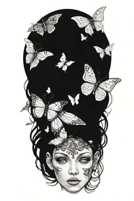 Butterflies Forming A Crown On Medusa's Head