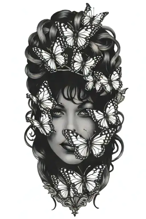 Butterflies Forming A Crown On Medusa's Head