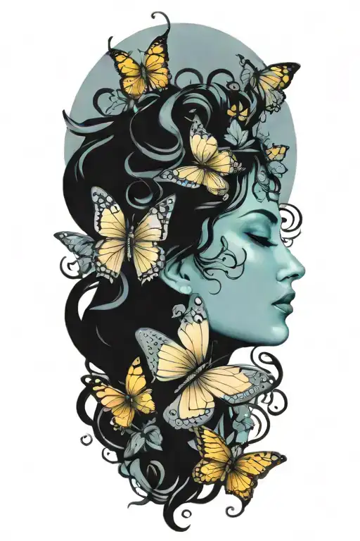 Butterflies Forming A Crown On Medusa's Head