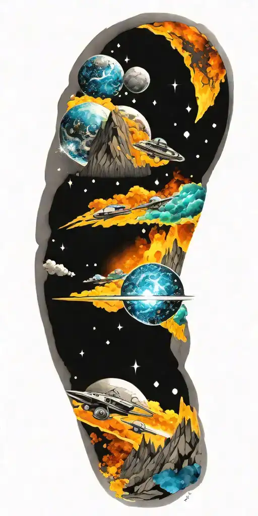 Galaxy Landscape With Technology