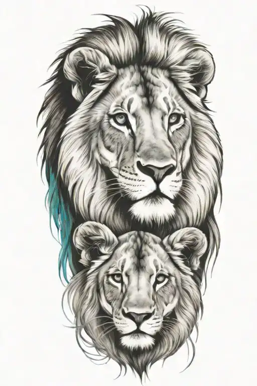 A Lion Cub On Top Of Dads Head