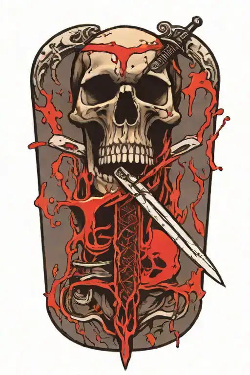 Sword Inside Of A Skull Dripping Blood