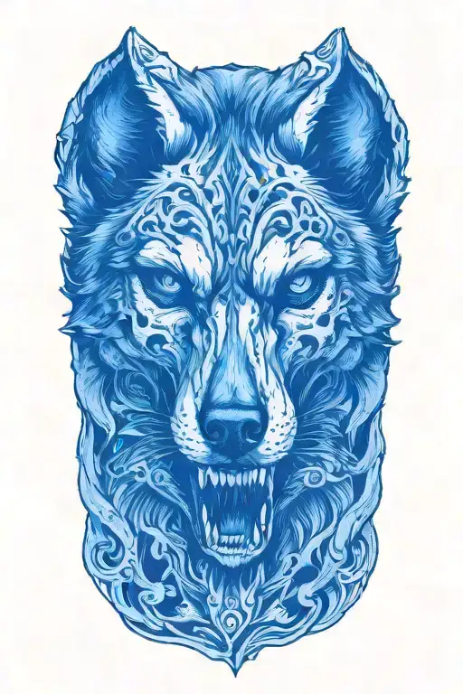 A Wolf Skull Facing The Front With No Background Behind It