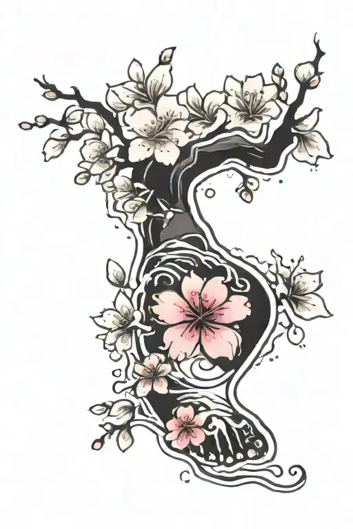 Cherry Blossom And Baby Footprint