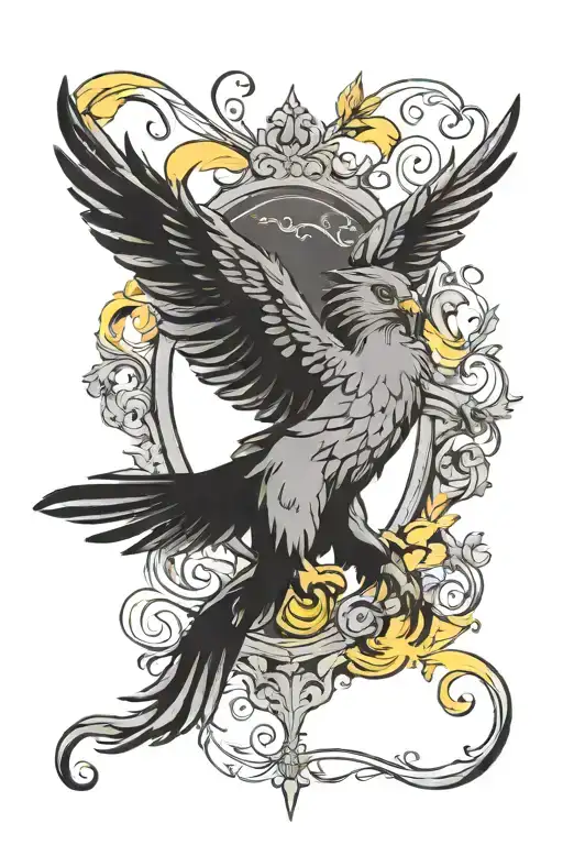 Harry Potter Themed Tattoo Design Featuring Huffelpuff