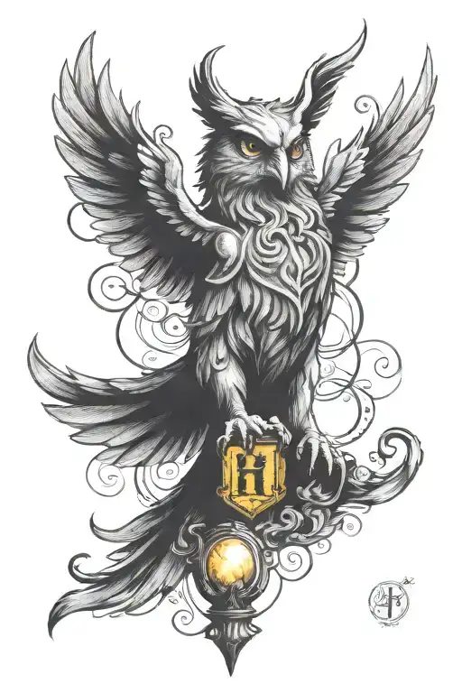 Harry Potter Themed Tattoo Design Featuring Huffelpuff