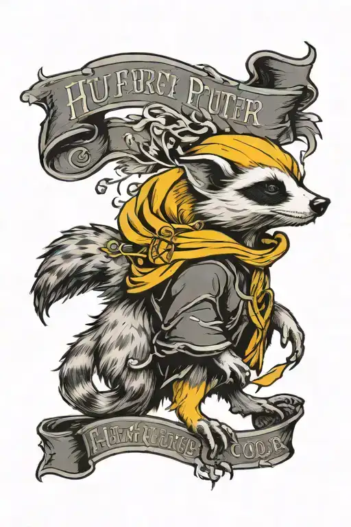 Harry Potter Themed Tattoo Design Featuring Huffelpuff Badger