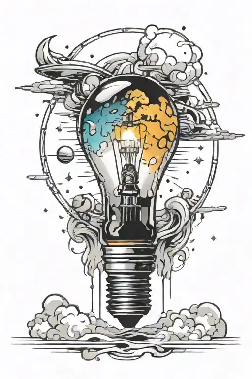 Broken Light Bulb And Space