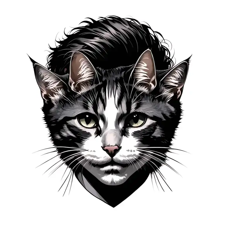 Peaceful Punk Rock Young Man With Gang Of Cats