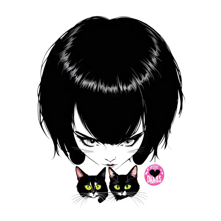 Peaceful Badas Punk Rock Girl With Gang Of Cats