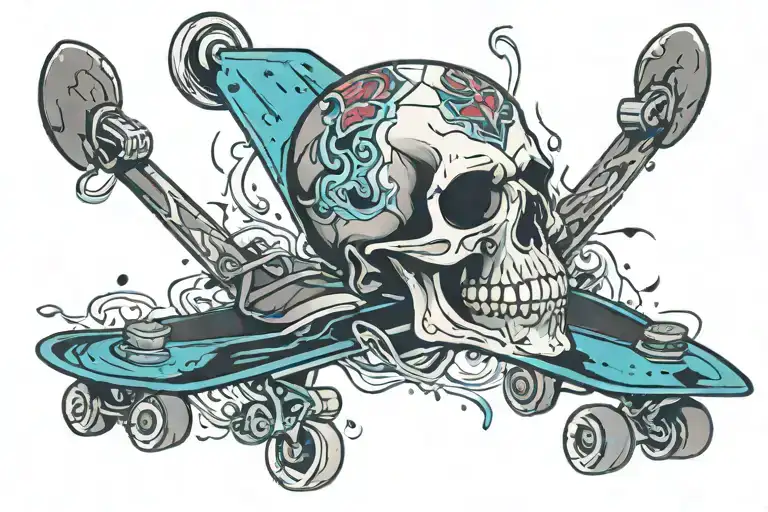 Skull And Skateboard
