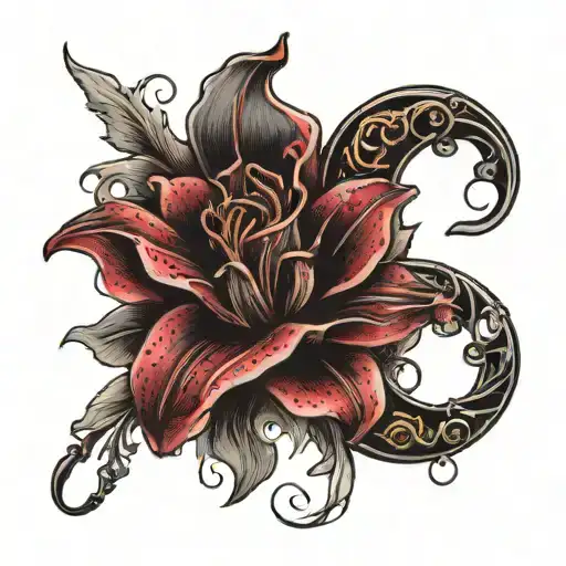 Heart Rosary Wrapped Around A Lilly Flower