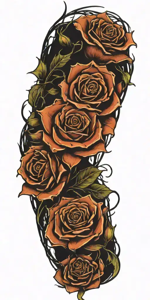 Blue Rose With Black Thorny Vines Intertwining Wrapping Down Arm