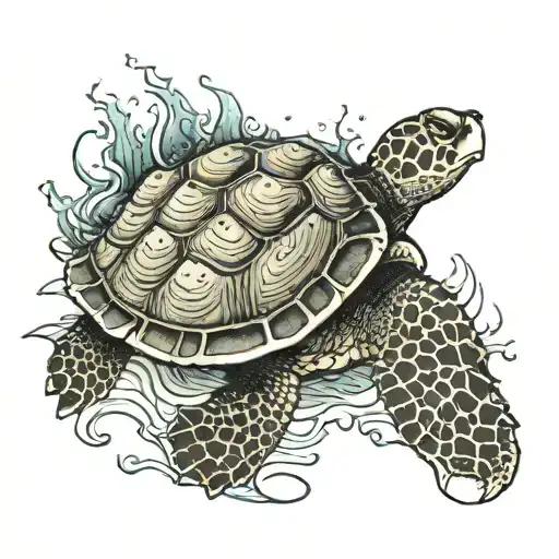Turtle With The Sea