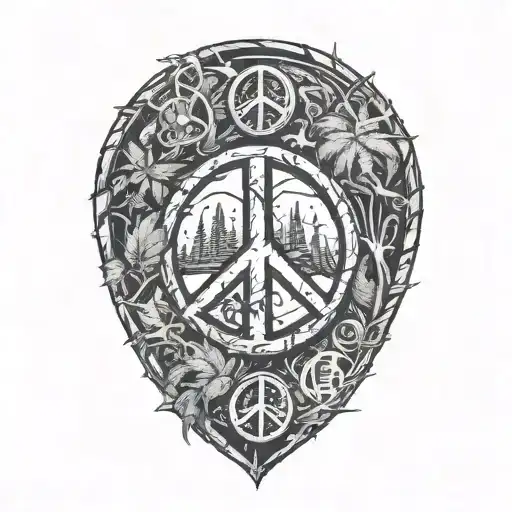 Peace Sign Intertwined With Jungle Scene