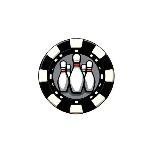 Poker Chip With Bowling Pins In The Background