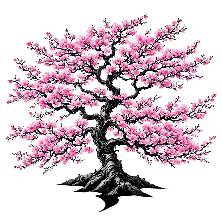 Japanise Cherry Blossom Skel Tree Intertwined