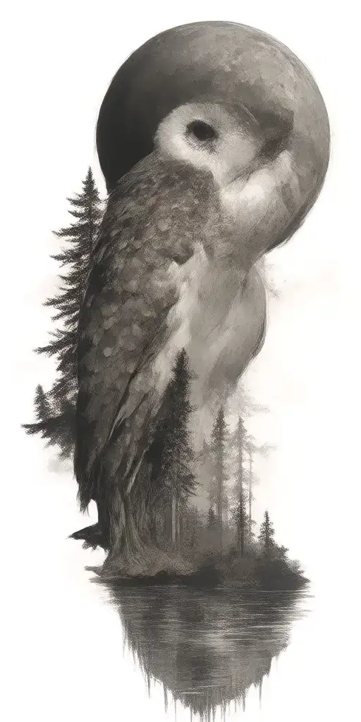 Massive Forest Landscape With Owl In The Background