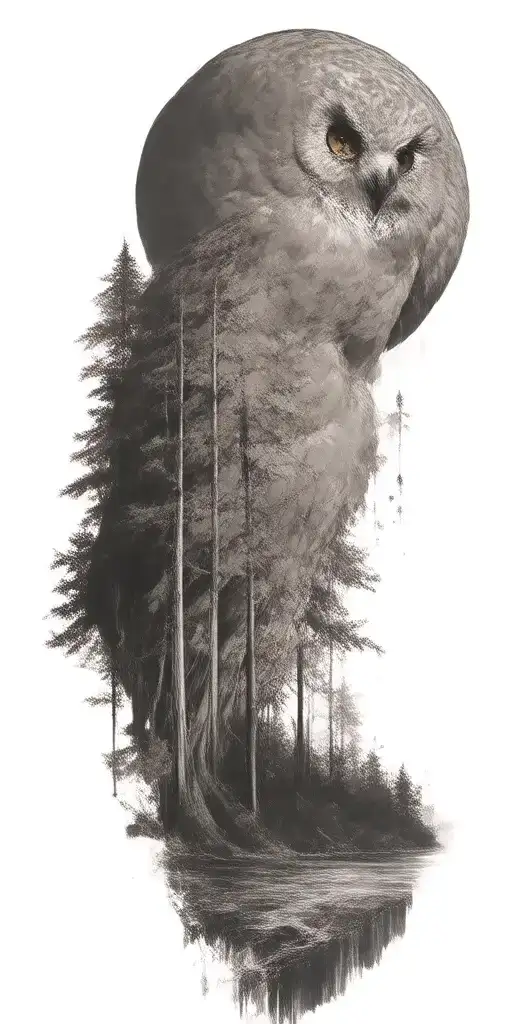 Massive Forest Landscape With Owl In The Background