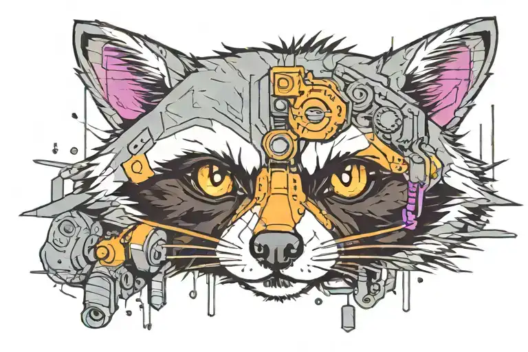 Raccoon Cyberpunk Style