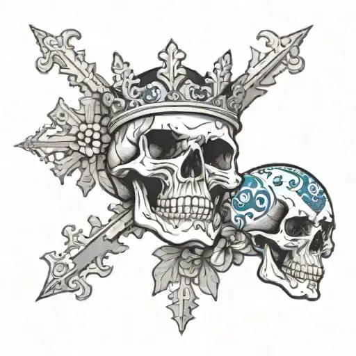 Snowflake And Skull Wearing A Crown