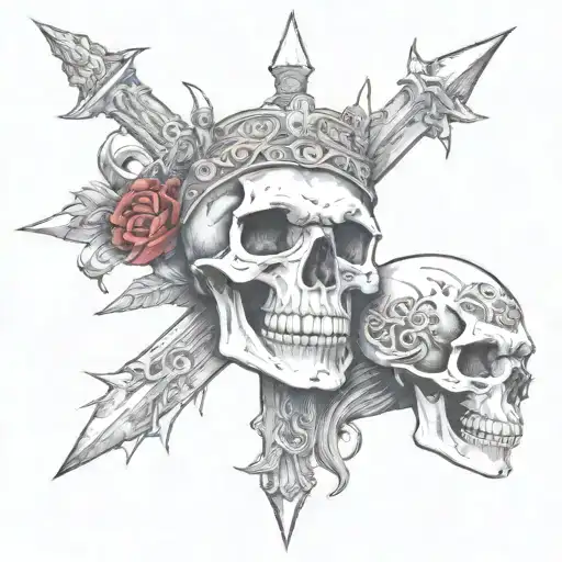 One Skull Is Penetrated By A Sword