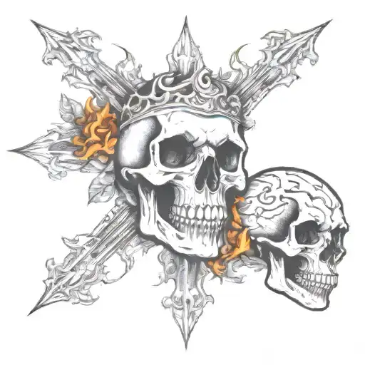 The Smaller Skull Is Engulfed In Flames