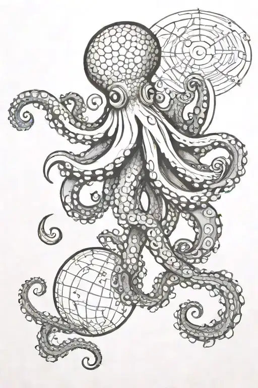 Octopus On Globe Surrounded