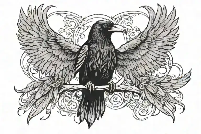 Raven Skelton With Wings
