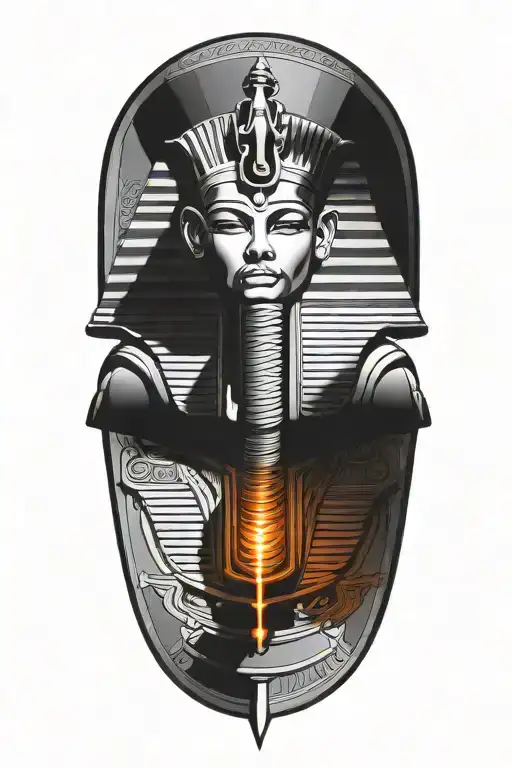 Pharaoh Tattoo On Upper Arm Sleeve